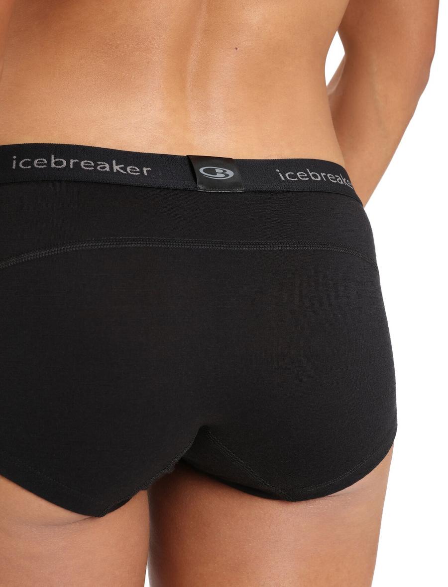 Women's Icebreaker Merino 200 Oasis Thermal Boy Shorts Underwear Black | CA 1262WNBY